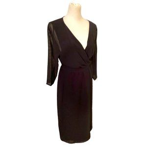 Long sleeve sheer black wrap around dress-NEW